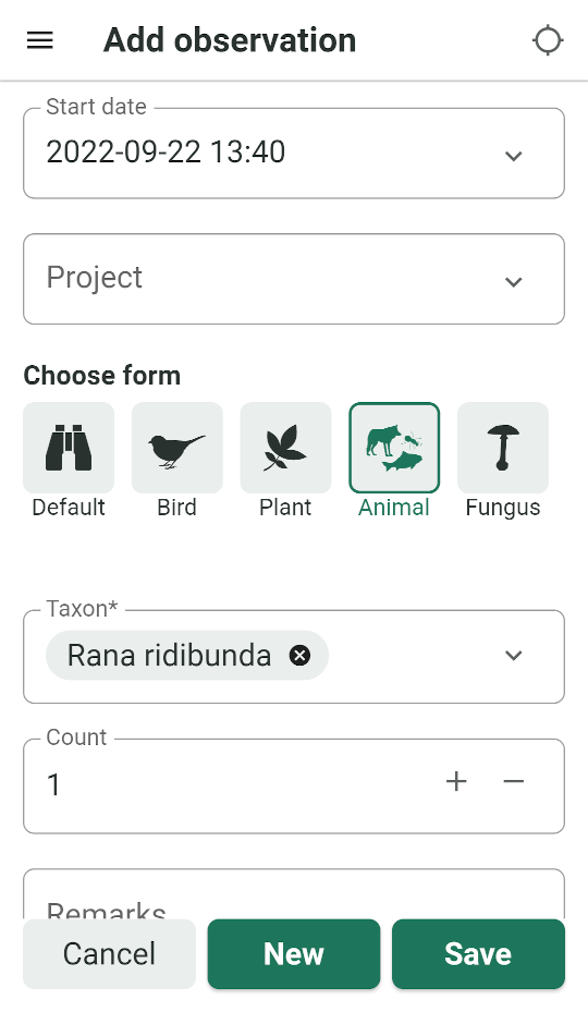 PlutoF GO observation time, form, taxon